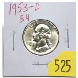 1953-D Washington quarter, BU