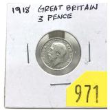 1918 British 3 pence