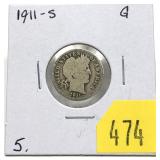 1911-S Barber dime