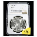1925 Peace dollar NGC slab certified MS-63