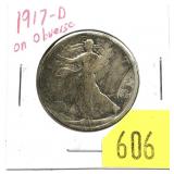 1917-D Obverse Walking Liberty half dollar
