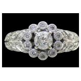 14K White gold diamond solitaire ring with