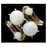 10K Yellow gold bypass design vintage four-stone