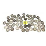 x50- Barber dimes, mixed dates, -x50 dimes,