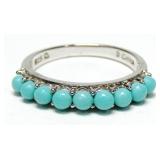 Sterling silver turquoise bead band style ring,