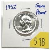 1952 Proof Washington quarter