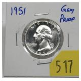 1951 Proof Washington quarter