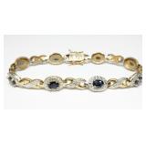 Sterling silver gold vermeil 7.5" oval cut blue