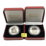 x2- 2019 Ascension Island 1 crown -x2 coins-