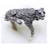 Sterling silver figural leopard ring, new, size 7