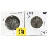 x2- Standing Liberty quarters-x2 quarters -Sold by