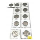 x11- Kennedy half dollars, mixed dates -x11