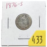 1876-S Seated Liberty dime