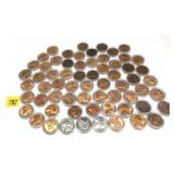 Lot of Unc. wheat cents, 64 pcs.