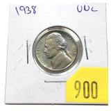 1938 Jefferson nickel, Unc.