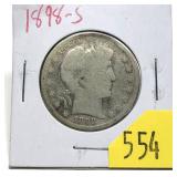 1898-S Barber half dollar