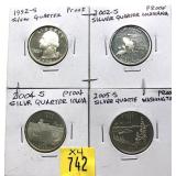 x4- Proof Washington quarters -x4 quarters -Sold