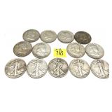 x13- Half dollars, 90% silver -x13 half dollars -