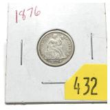 1876 Seated Liberty dime