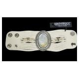 LeatheRock leather and mother of pearl adjustable