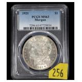 1921 Morgan dollar PCGS slab certified MS-63