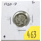 1920-D Mercury dime