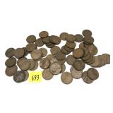 Lot of wheat cents, 67 pcs.