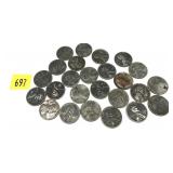 Lot of steel cents, 25 pcs.