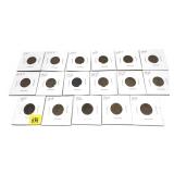 Lot of wheat cents, 17 pcs.