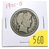 1901-O Barber half dollar