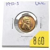 1942-S Lincoln cent, Unc.