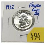 1932 Washington quarter, BU