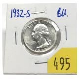 1932-S Washington quarter, BU