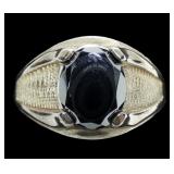 Sterling silver faceted hematite ring, new, size 8