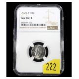 2022-P Roosevelt dime NGC slab certified MS-66 FT
