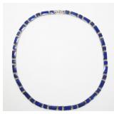 .950 Silver 18" inlaid lapis lazuli segmented