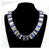 Sterling silver 16" segmented sodalite necklace,