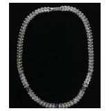 .950 Silver Peruvian beaded chevron 18" necklace