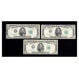 x3- $5 Federal Reserve notes series of 1950