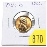 1956-D Lincoln cent, Unc.