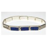 .970 silver 7" inlaid lapis lazuli bracelet,