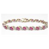 Sterling silver gold vermeil 7.5" oval cut ruby