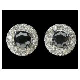 10K White gold blue sapphire stud earrings with