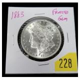 1883 Morgan dollar frosted gem BU