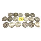 x17- Quarters, 90% silver -x17 quarters -Sold by