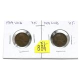x2- 1909 VDB Lincoln cents, XF -x2 cents
