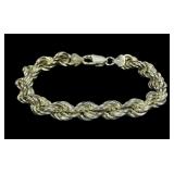 Sterling silver 7.5" multi-strand rope bracelet,