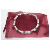 Sterling silver 7.5" garnet, CZ, and blue topaz