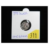 .999 Fine Silver One Gram Indian/Buffalo coin