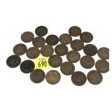 x25- Indian Head cents, mixed dates, -x25 cents,
